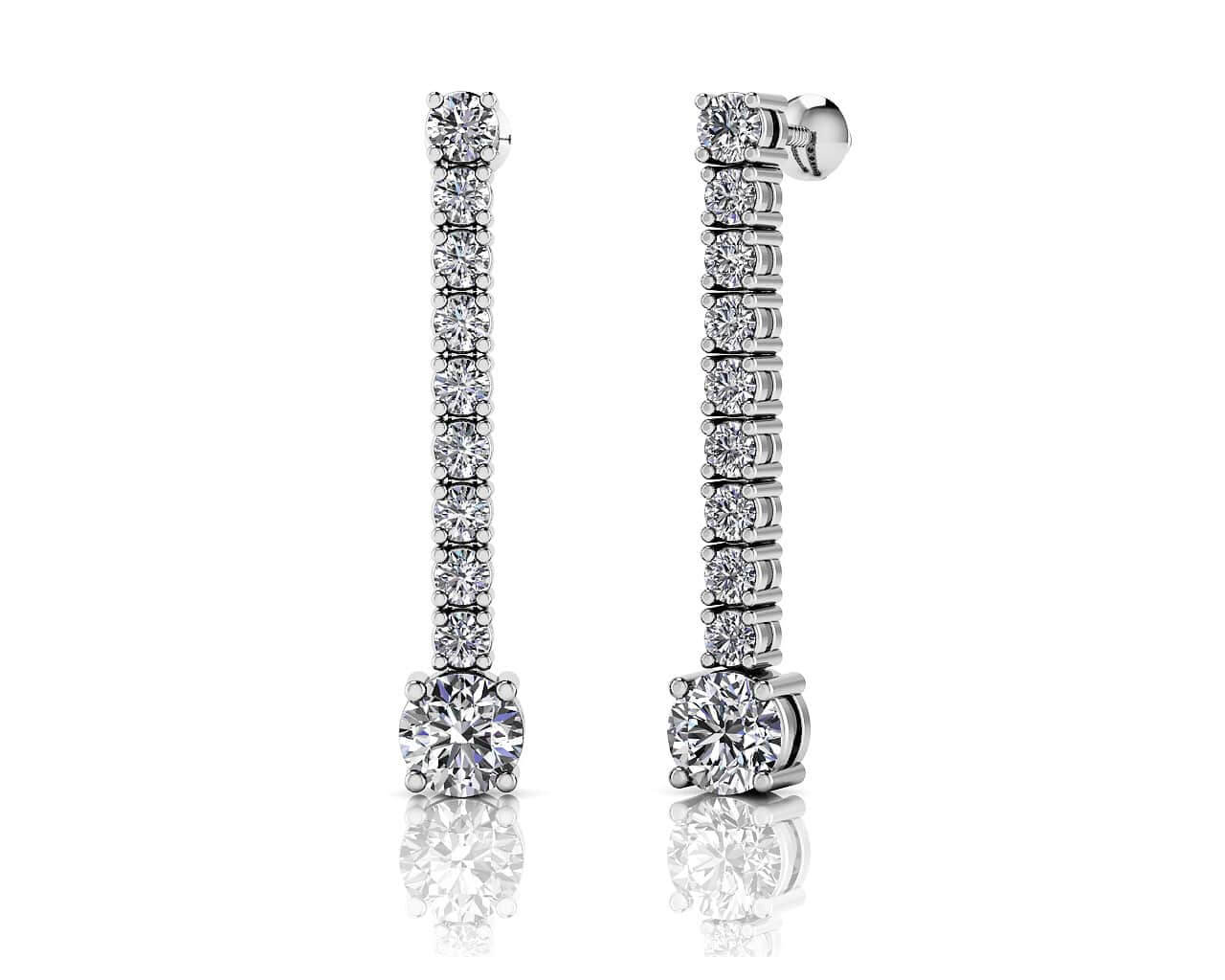 Twenty Diamonds Dangle Drop Earrings Diamond with 0.97 ct.(finished) 2mm, 2.5mm, 3.5mm